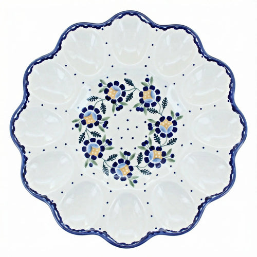 Polish Pottery Overhead Shot Sunflower Egg Plate