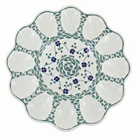 Polish Pottery Overhead Shot Sage Floral Egg Plate