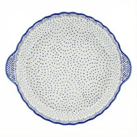 Polish Pottery Overhead Shot Small Dots Pie Plate with Handles
