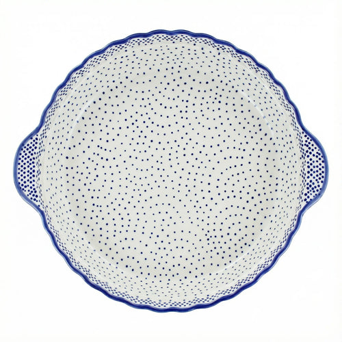 Polish Pottery Overhead Shot Small Dots Pie Plate with Handles