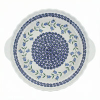 Polish Pottery Overhead Shot Tulip Pie Plate With Handles