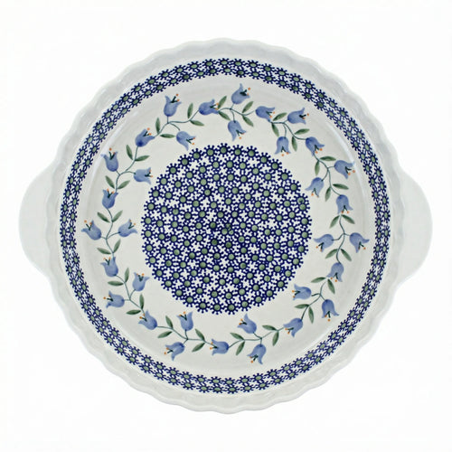 Polish Pottery Overhead Shot Tulip Pie Plate With Handles