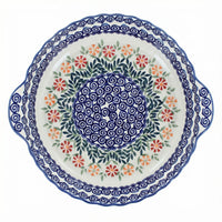 Polish Pottery Overhead Shot Garden Bouquet Pie Plate with Handles