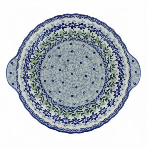 Polish Pottery Overhead Shot Hallsey Pie Plate with Handles