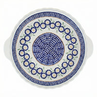 Polish Pottery Overhead Shot Peach Blossom Pie Plate with Handles