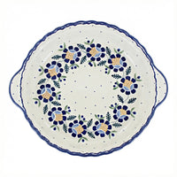 Polish Pottery Overhead Shot Sunflower Pie Plate with Handles