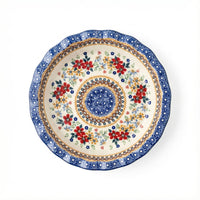 Polish Pottery Overhead Shot Red Daisy Pie Plate