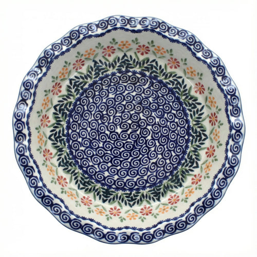 Polish Pottery Overhead Shot Garden Bouquet Pie Plate