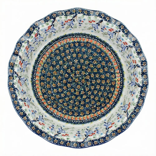 Polish Pottery Overhead Shot Periwinkle Pie Plate