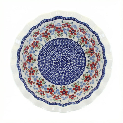 Polish Pottery Overhead Shot Red Poppy Pie Plate