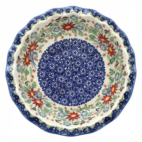 Polish Pottery Overhead Shot Jungle Bouquet Pie Plate
