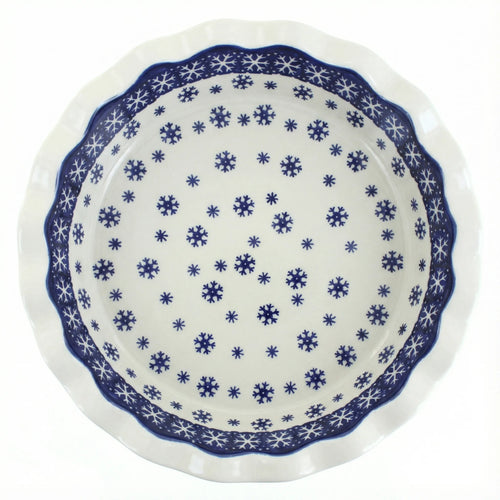 Polish Pottery Overhead Shot Snow Flurry Pie Plate