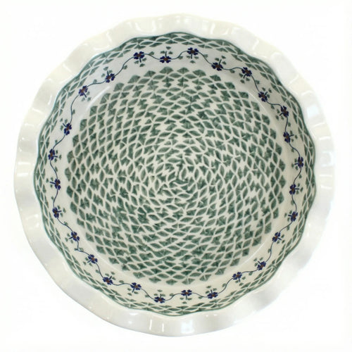 Polish Pottery Overhead Shot Sage Floral Pie Plate