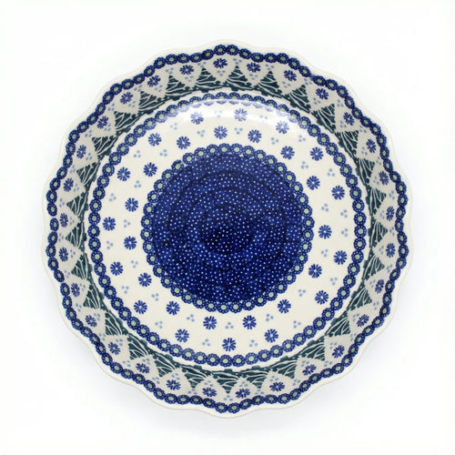 Polish Pottery Overhead Shot Festive Fir Pie Plate
