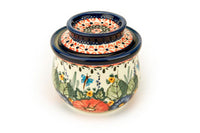 Floral Butterfly French Butter Dish Polish Pottery