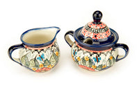 Floral Butterfly Cream & Sugar Set Polish Pottery
