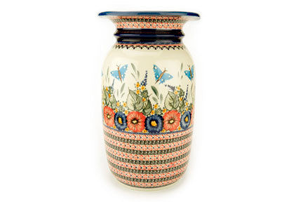 Floral Butterfly Tall Floor Vase Polish Pottery