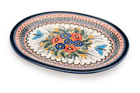 Floral Butterfly Large Serving Platter Polish Pottery