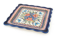 Floral Butterfly Square Lunch Plate Polish Pottery