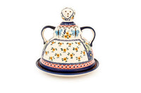 Floral Butterfly Cheese Lady Polish Pottery