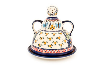 Floral Butterfly Cheese Lady Polish Pottery