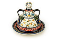 Floral Butterfly Small Cheese Lady Polish Pottery