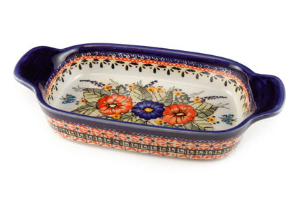 Floral Butterfly Rectangular Serving Dish Polish Pottery