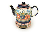 Floral Butterfly Teapot with Warmer Polish Pottery
