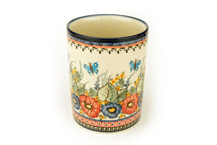 Floral Butterfly Utensil Jar Polish Pottery