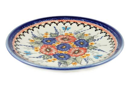 Floral Butterfly Dessert Plate Polish Pottery