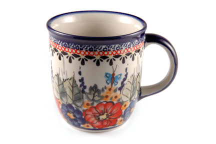 Floral Butterfly Plain Coffee Mug Polish Pottery