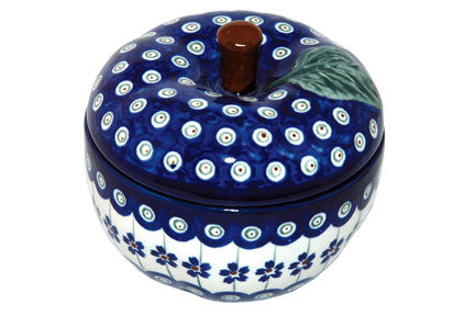 Flowering Peacock Apple Baker Polish Pottery