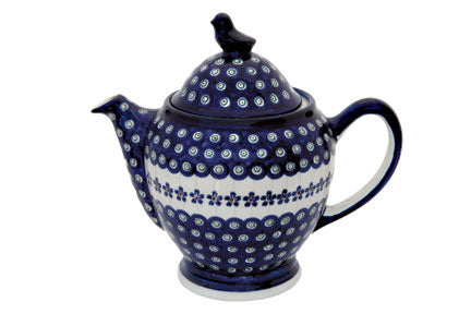 Flowering Peacock Coffee Pot Polish Pottery