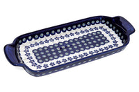 Flowering Peacock Bread Tray with Handles Polish Pottery