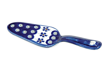 Flowering Peacock Cake Server Polish Pottery