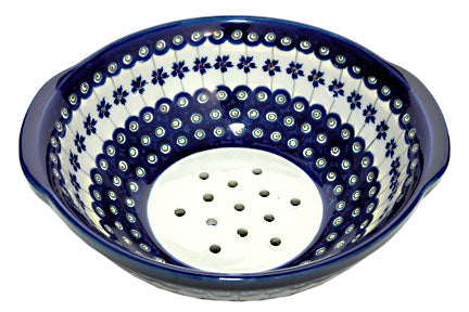 Flowering Peacock Colander Polish Pottery
