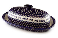 Flowering Peacock Bread Container Polish Pottery