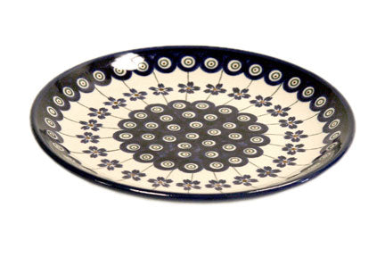 Flowering Peacock Dessert Plate Polish Pottery