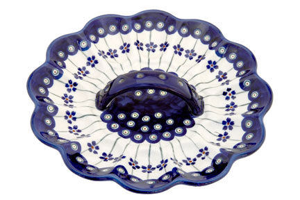 Flowering Peacock Egg Plate Polish Pottery