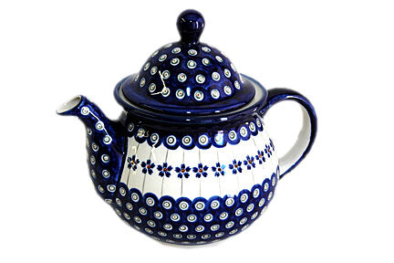 Flowering Peacock Large Teapot Polish Pottery