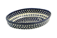 Flowering Peacock Medium Oval Baker Polish Pottery