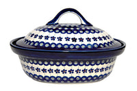 Flowering Peacock Roaster with Lid Polish Pottery