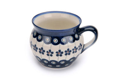 Flowering Peacock Medium Bell Shaped Mug Polish Pottery