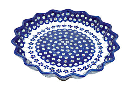 Flowering Peacock Quiche Dish Polish Pottery