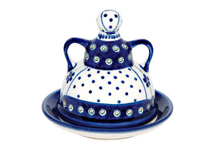 Flowering Peacock Small Cheese Lady Polish Pottery
