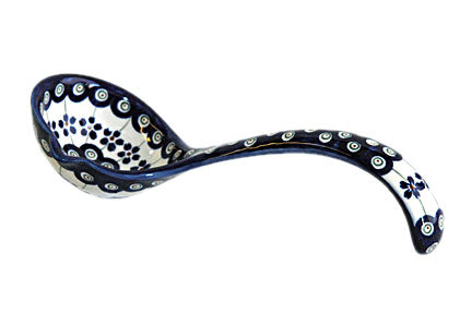 Flowering Peacock Soup Ladle Polish Pottery