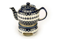 Flowering Peacock Teapot with Warmer Polish Pottery