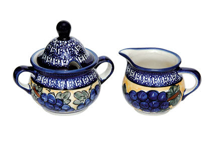 Grapes Cream & Sugar Set Polish Pottery