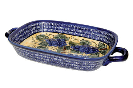 Grapes Large Baker with Handles Polish Pottery