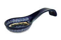 Grapes Large Spoon Rest with Cobalt Trim Polish Pottery